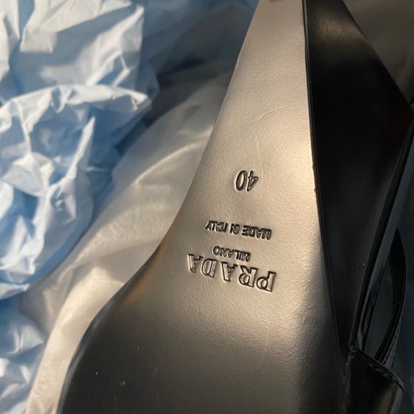 NEW Prada Leather Slingback Wedge Pumps Pointed Toe Wedge Heel US10 - Picture 6 of 10